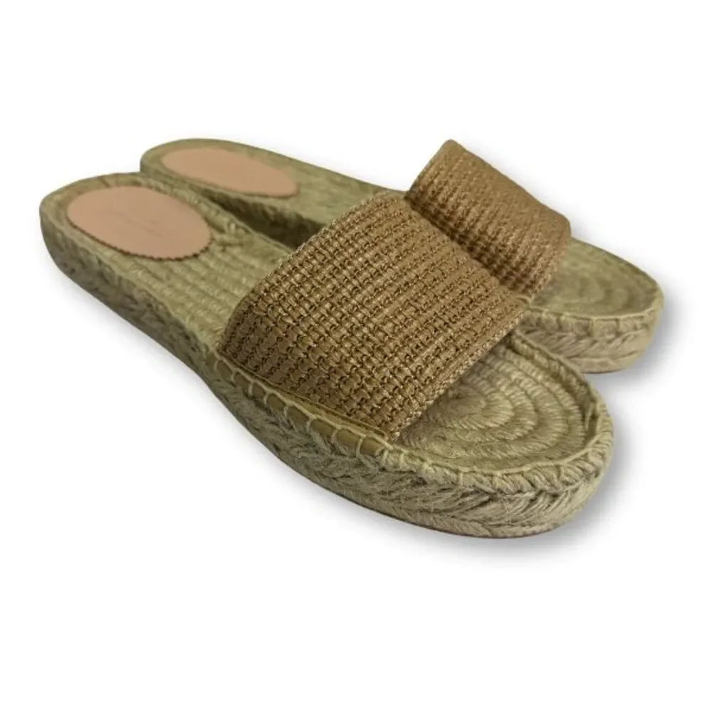 J. Crew Size 10 Raffia Woven Slip On Espadrille Sandals Beige Natural Casual NWT